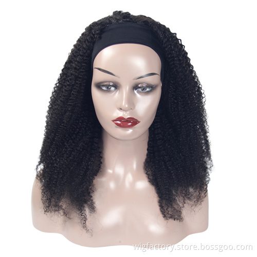 free head band human hair headband wig,afro kinky curly headband wig for black women,headband wigs human hair wigs